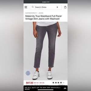 Gap maternity full panel cheeky ankle jean grey